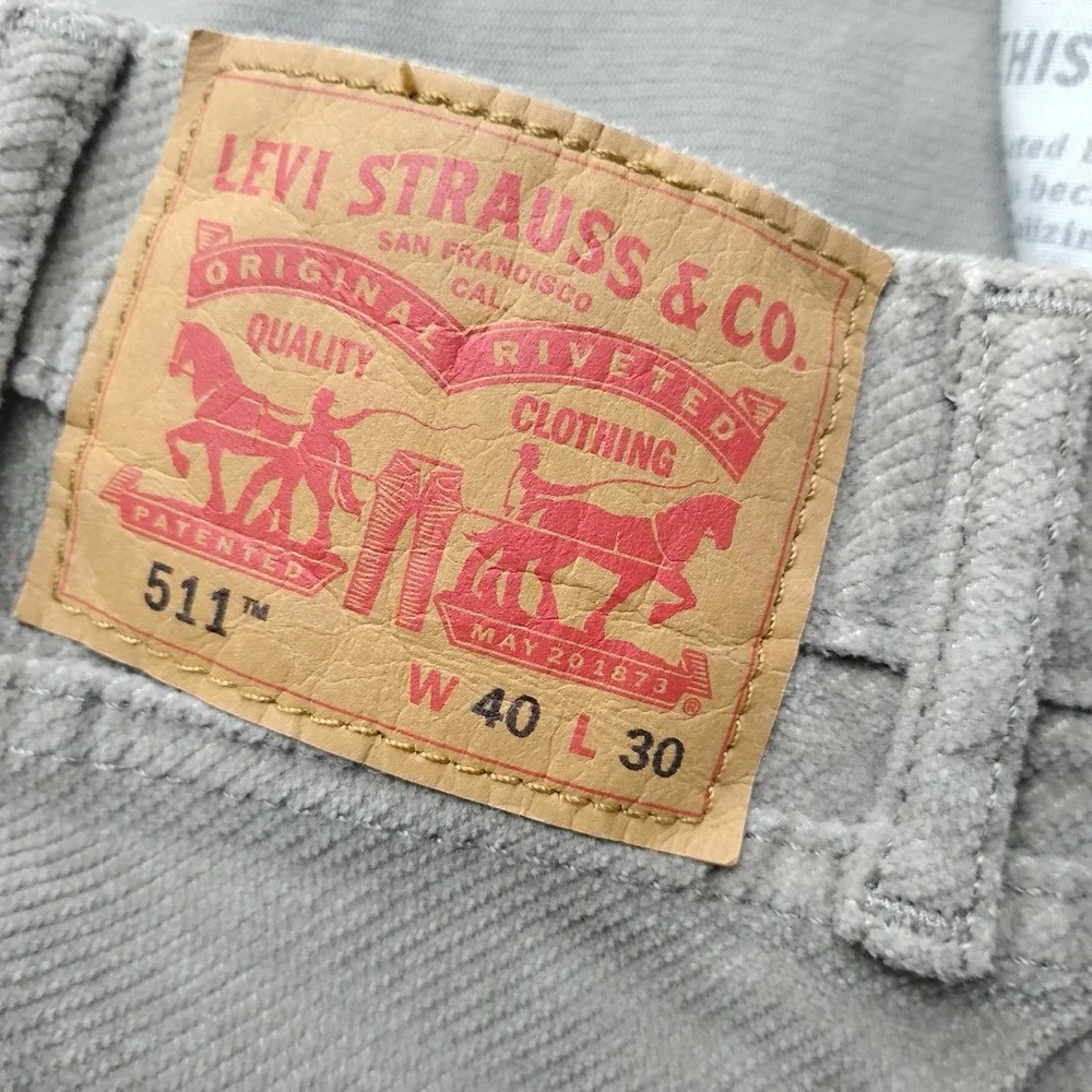 Levis 511 Slim Fit Corduroy Pants Mens 40x30 Beige Tan Stretch Corduroy